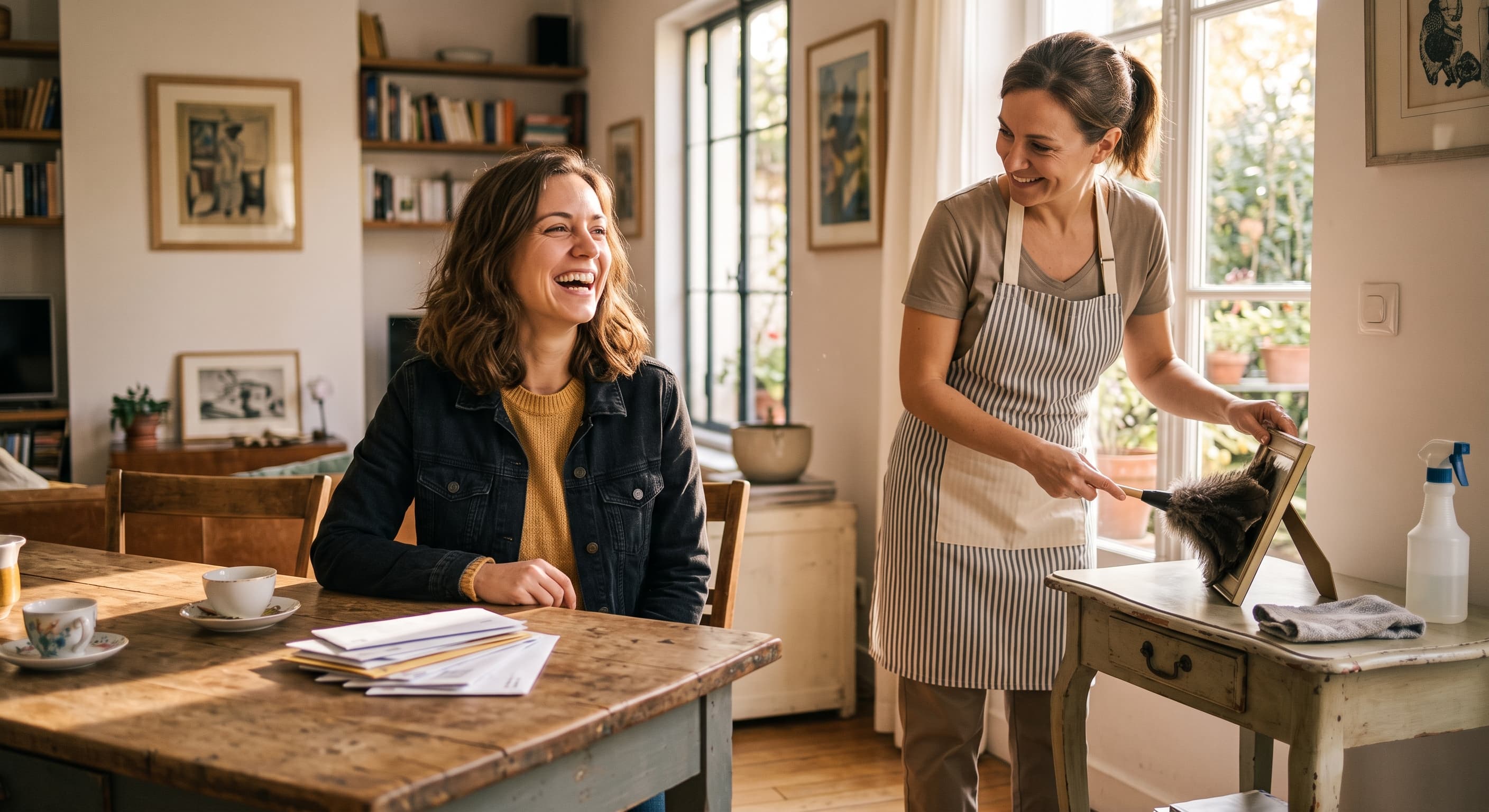 Aide à domicile Proximité Nouvelle chez une cliente avec le sourire